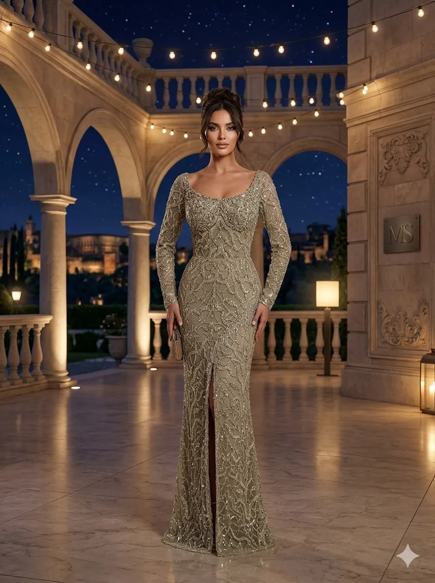 Brown soirée gown