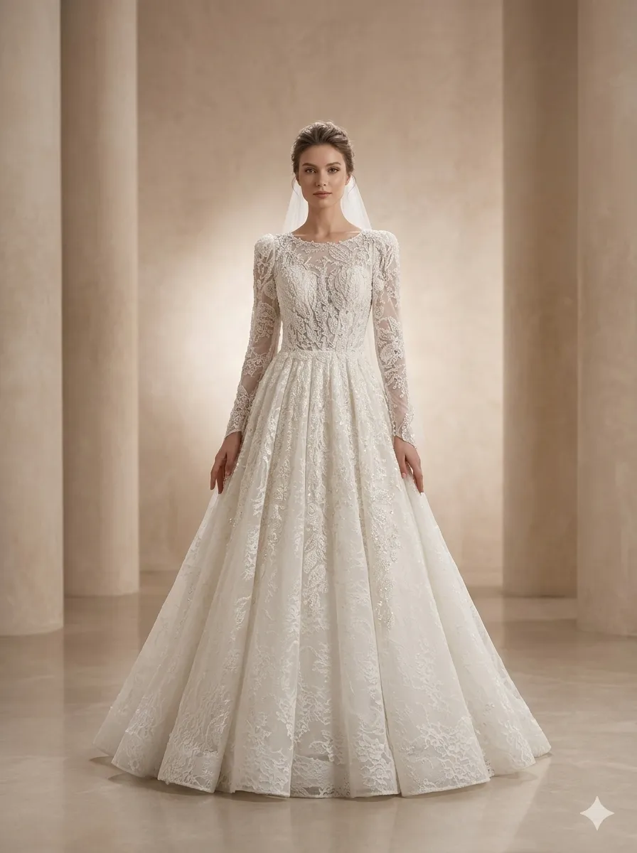 White soirée gown