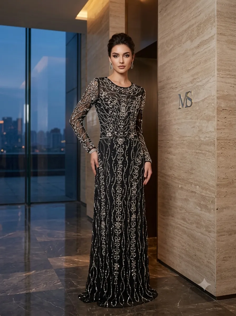 Black soirée gown