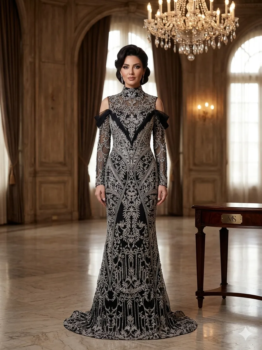 Grey soirée gown