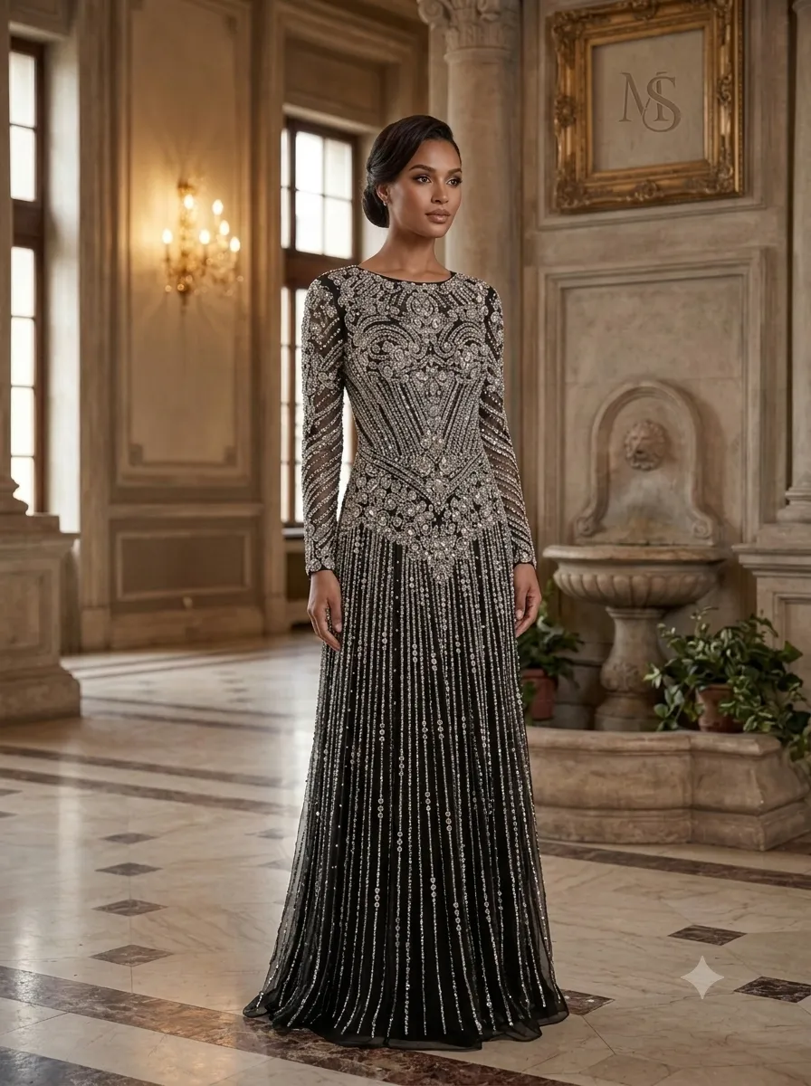 Black soirée gown