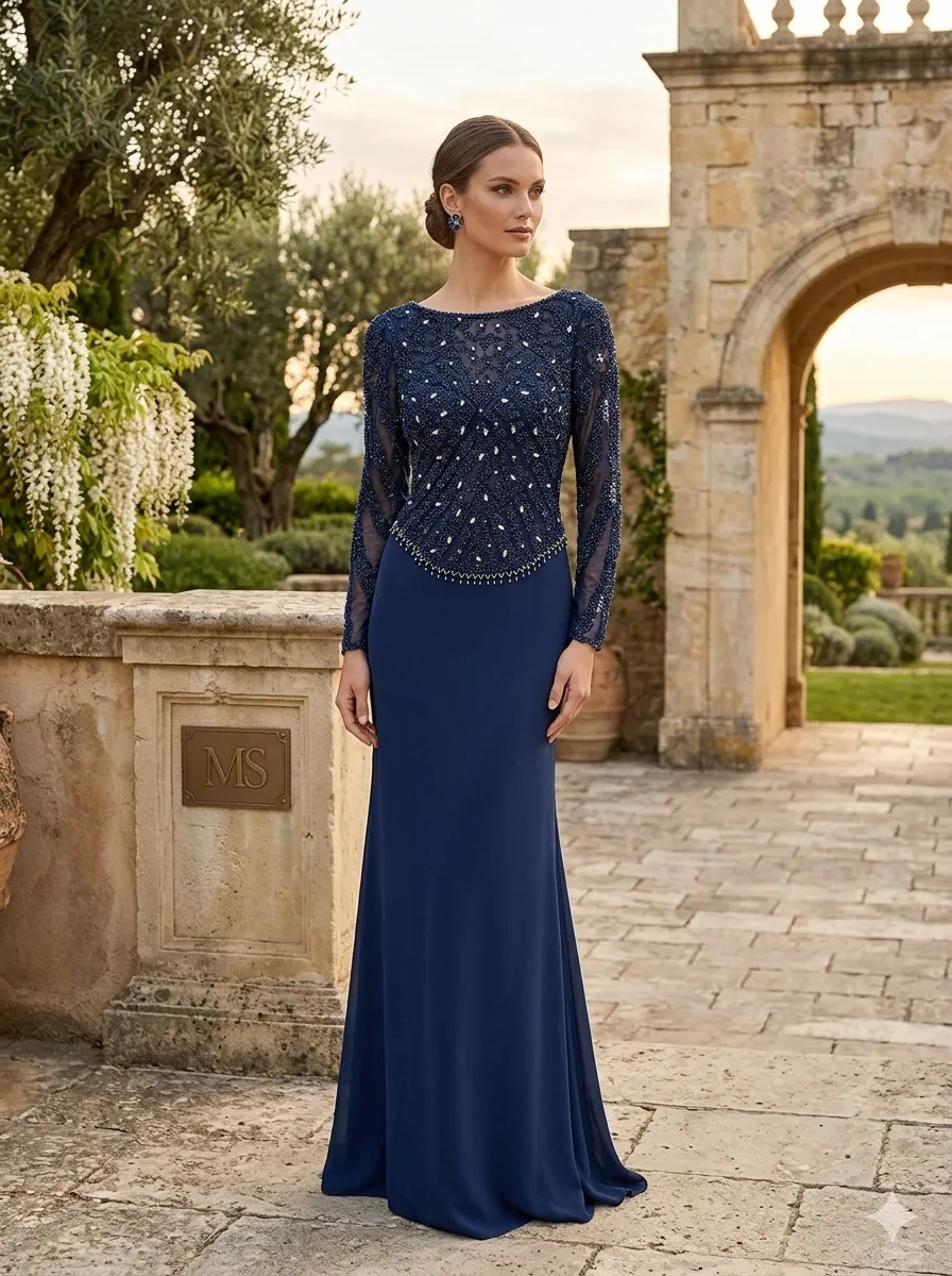 Navy soirée gown