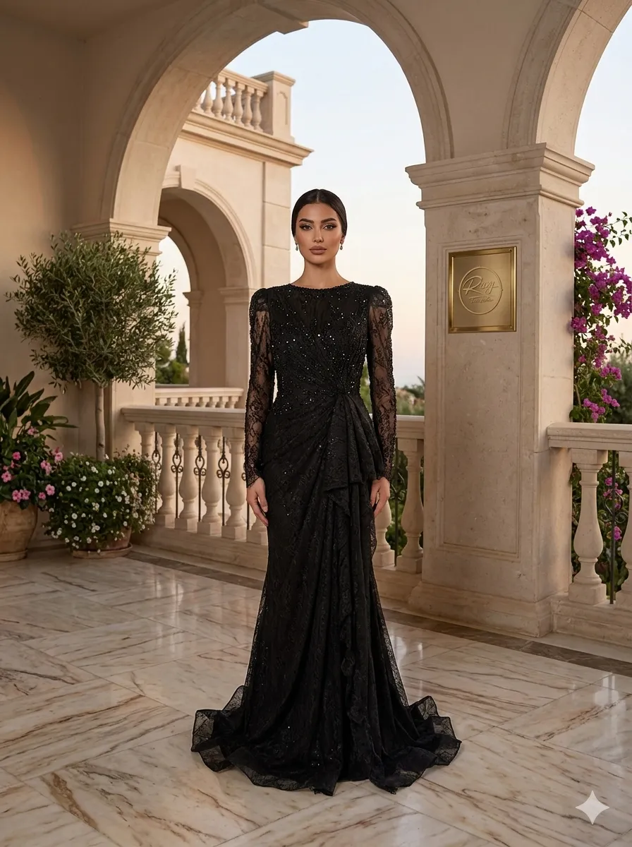 Black soirée gown