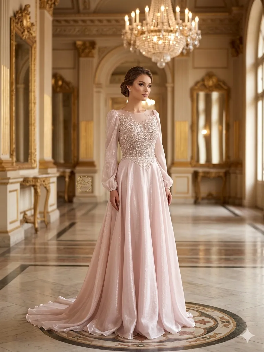 Nude soirée gown
