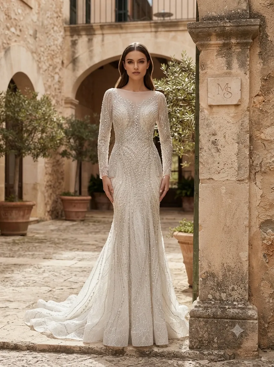 Champagne wedding gown
