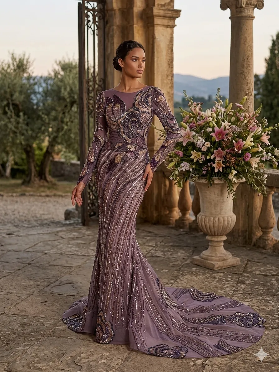 Grey soirée gown