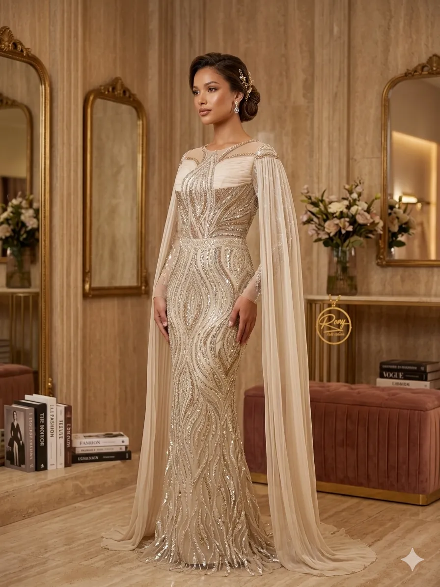 Gold soirée gown