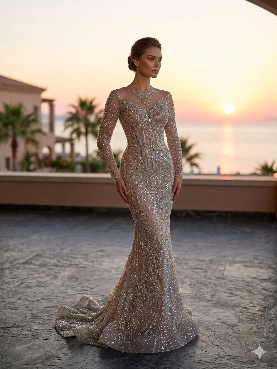 Brown soirée gown